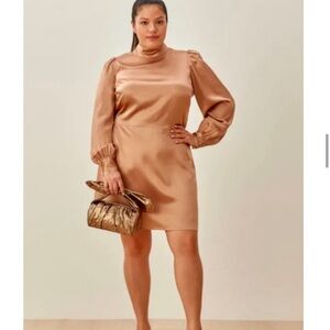 Reformation Silk Kim Dress in Buff Size 24 NWOT